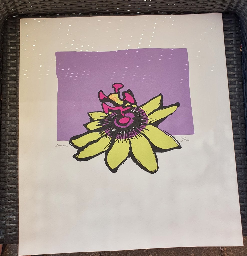 Erwin Meijer zeefdruk Passiebloem | 119/200, Antiek en Kunst, Ophalen of Verzenden