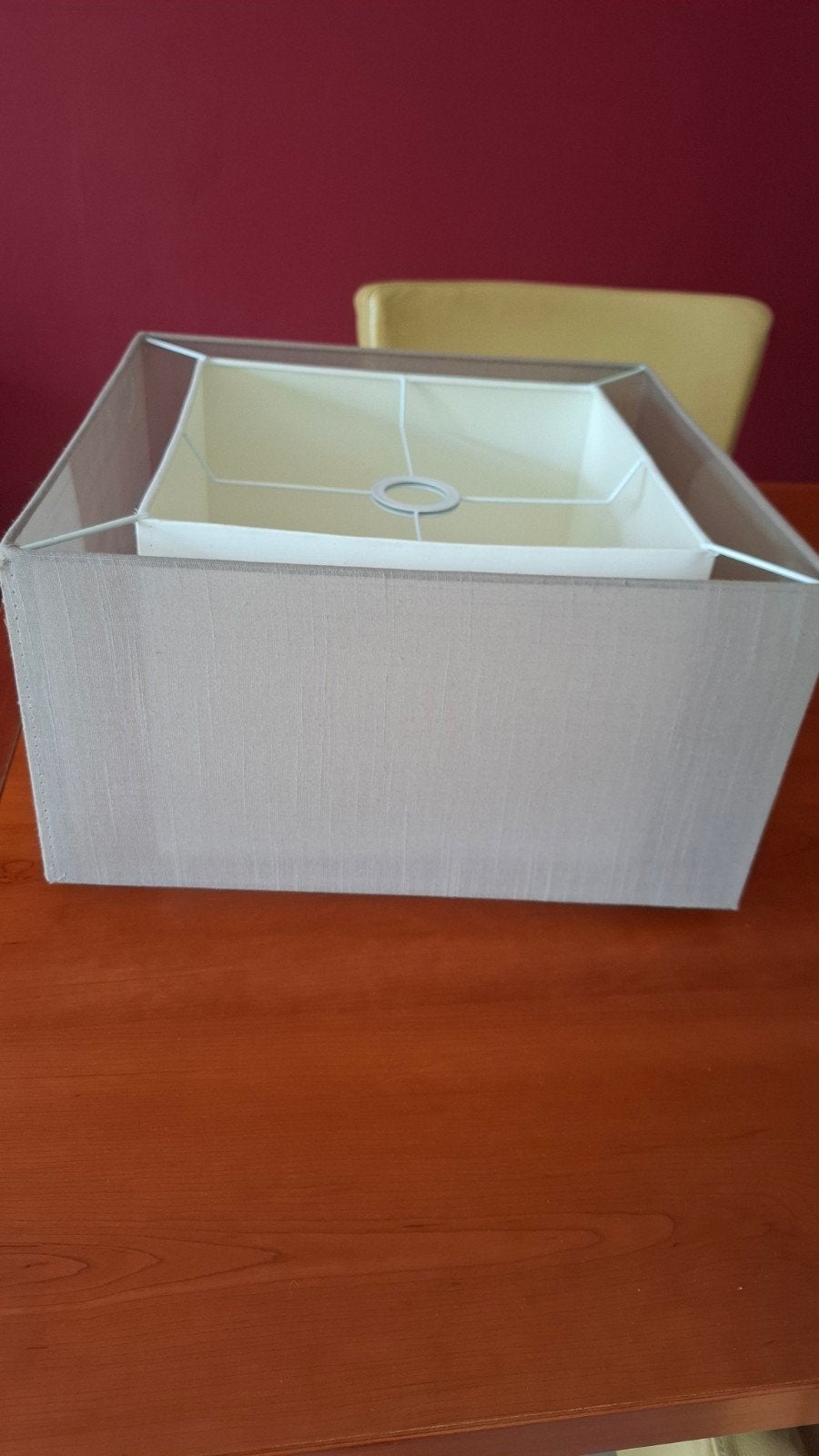 Vierkante lampenkap 40x40x22 cm met uitneembare bodemplaat, Ophalen, Gebruikt, Beige, Vierkant