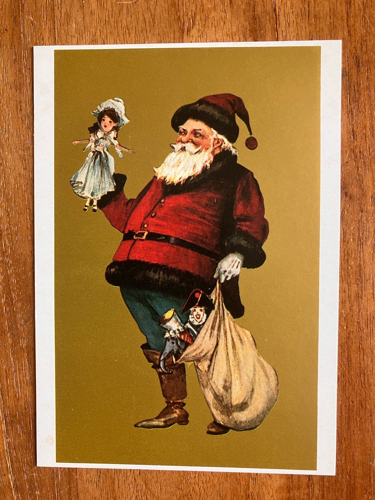 Kerstkaart: Oude Kerstman met speelgoed (Motiv aus der Zeit, Diversen, Kerst, Ophalen of Verzenden, Zo goed als nieuw