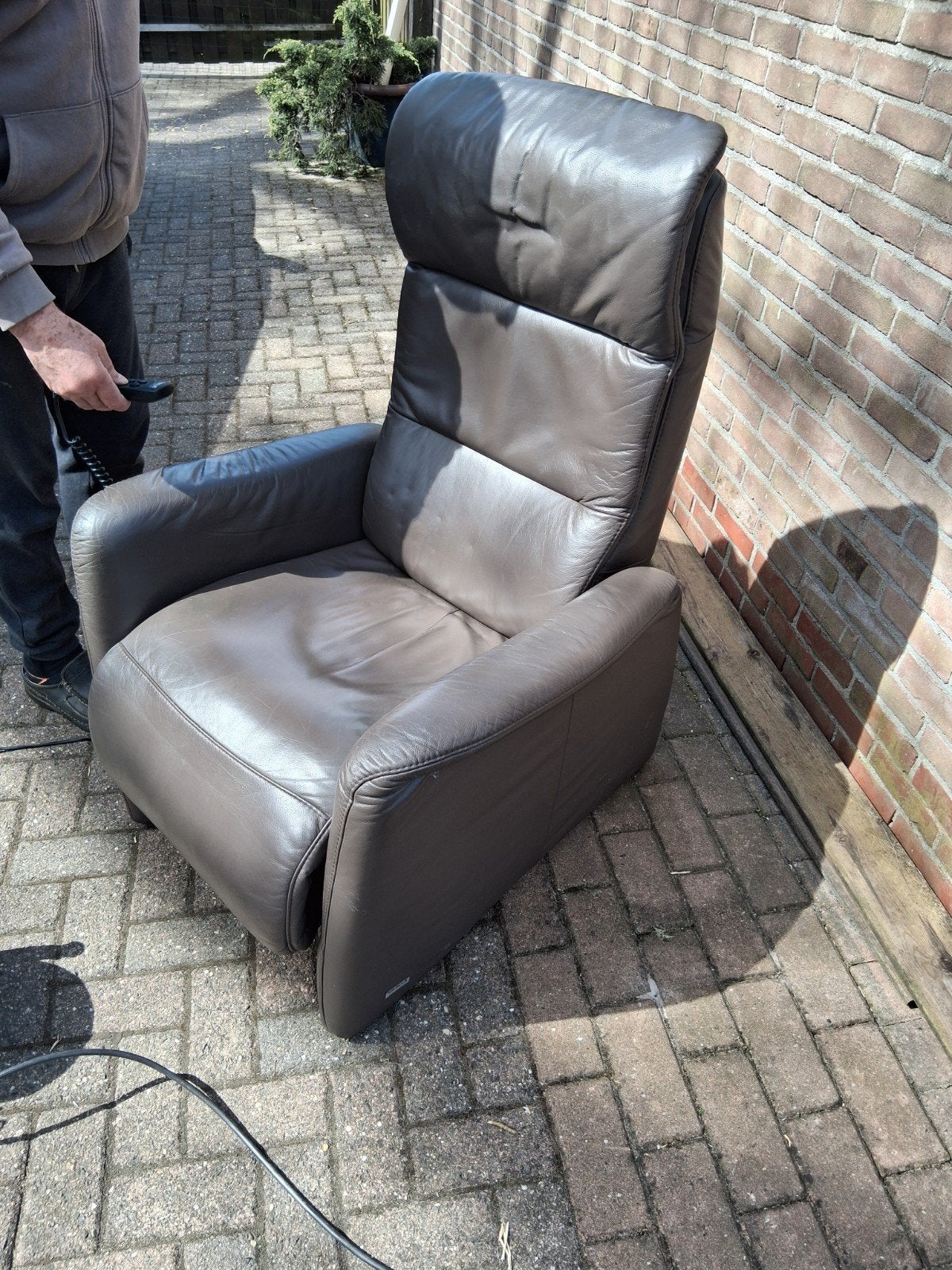 Hukla staop stoel van leer, Ophalen, Gebruikt, Leer, 50 tot 75 cm