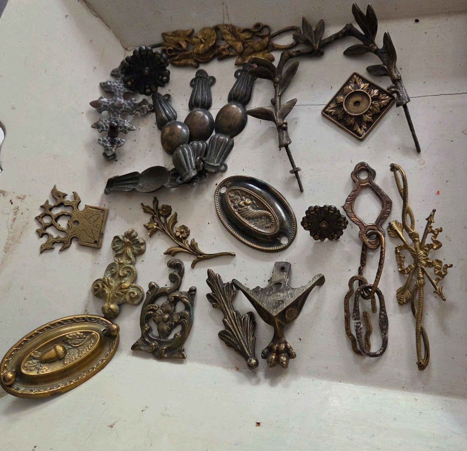 20 antieke Ornamenten diverse brons in 1 koop, Antiek en Kunst, Ophalen of Verzenden