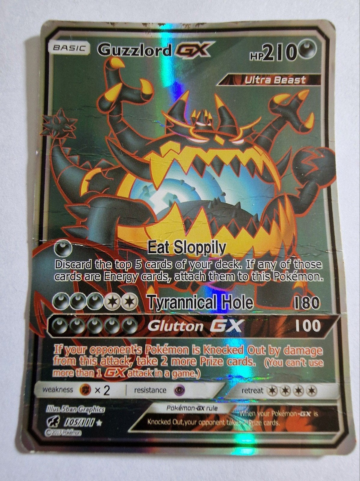 POKEMON - GUZZLORD GX ( ENGLOUTYRAN GX) - 105/111 FULL ART, Ophalen of Verzenden