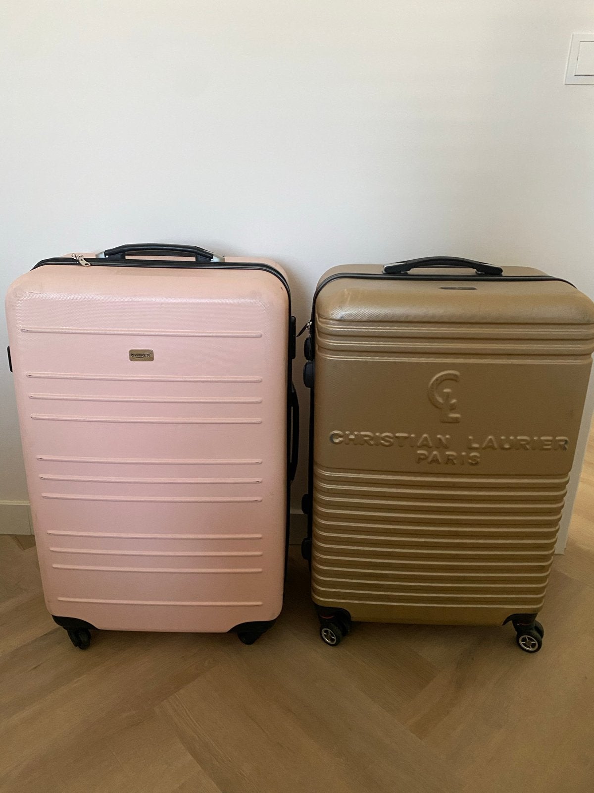Set van 2 koffers: Christian Laurier & Princess, Ophalen, Gebruikt, Roze, Wieltjes