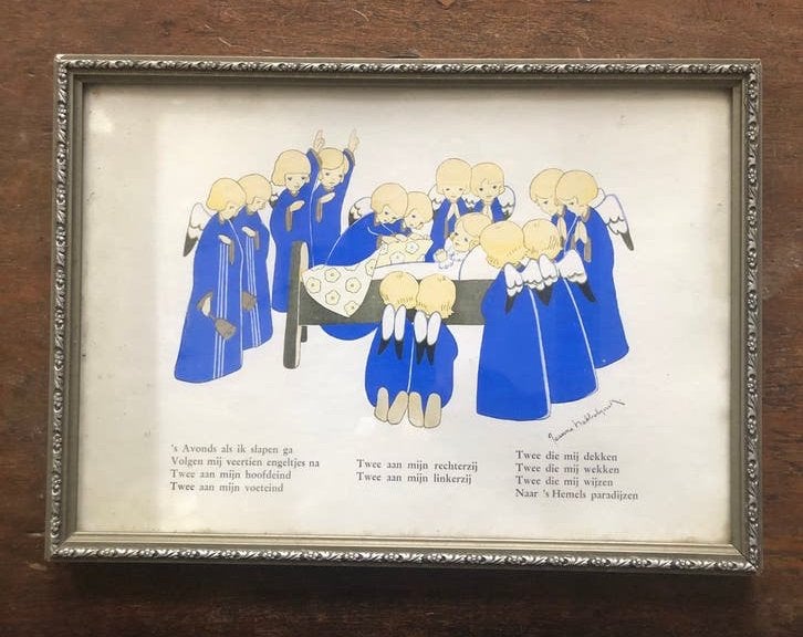 Oude Prent met Gebedje Engelen, Ophalen of Verzenden