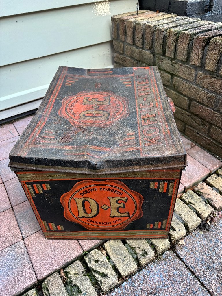 Douwe Egberts blik met het bekende oude DE-logo, Ophalen of Verzenden, Gebruikt, Overige, Douwe Egberts