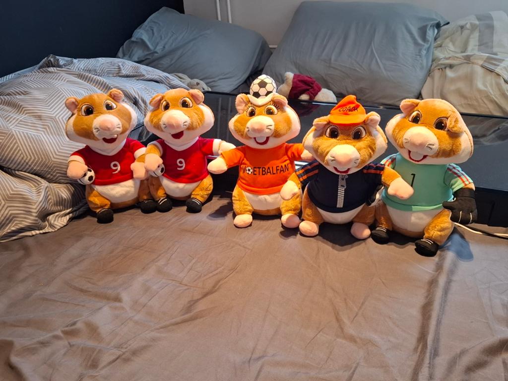 5 Hamster Knuffels - Voetbal Thema, Overige merken, Overige karakters, Hamster, Ophalen of Verzenden
