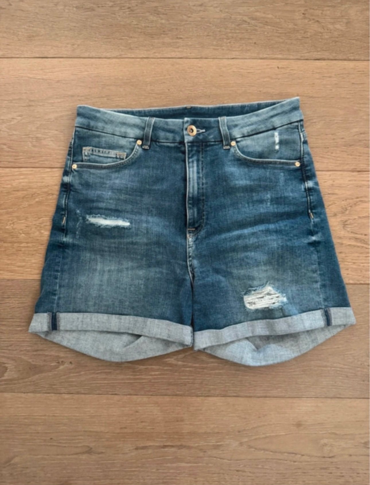 H&M denim short high waist mt 38, Maat 38/40 (M), Kort, Blauw, Ophalen of Verzenden