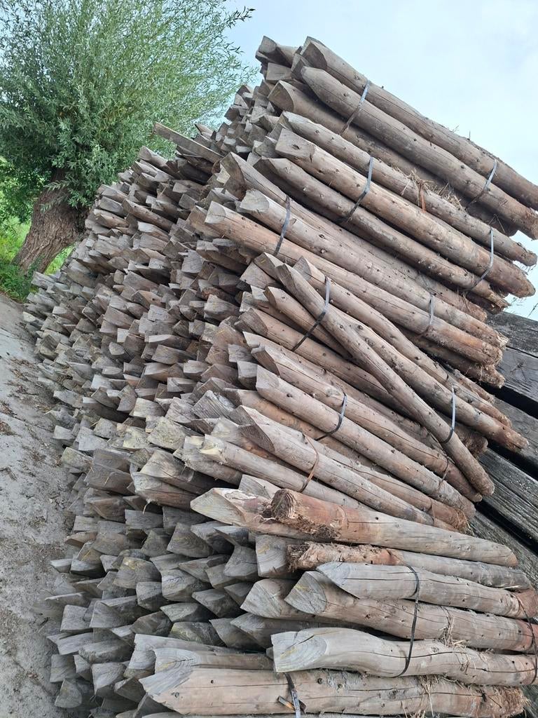 Boompalen | beschoeingspalen | ronde palen, Tuin en Terras, Palen, Balken en Planken, Gebruikt, Palen, 180 tot 250 cm, Ophalen of Verzenden