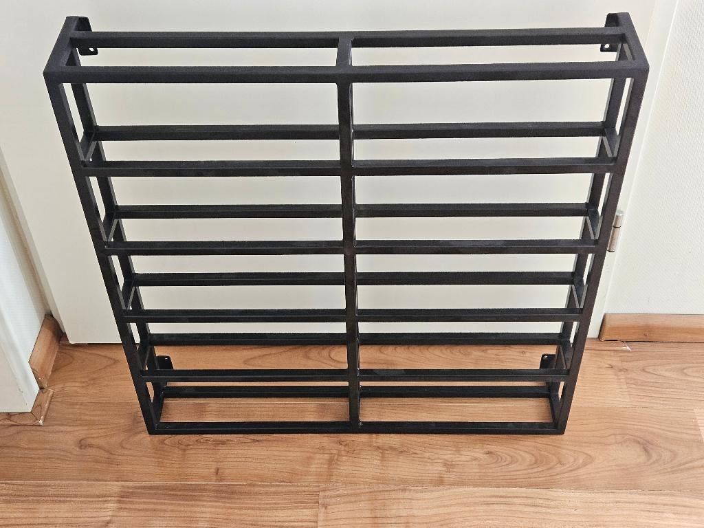 Degelijk Wijnrek, zwart, staal, voor aan de muur,, Ophalen, 5 tot 15 flessen, Nieuw, Metaal