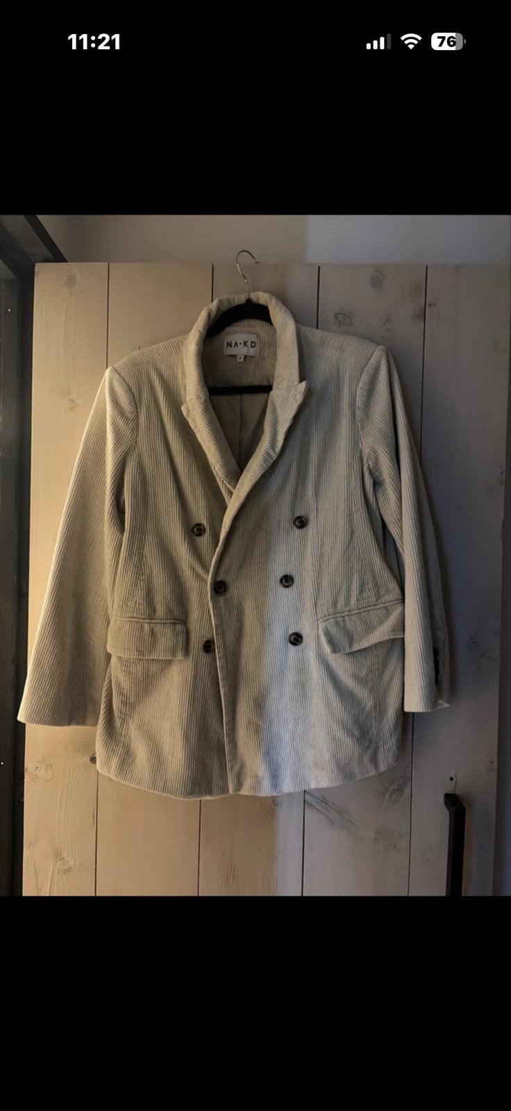 NA-KD ribfluwelen blazer - Zo goed als nieuw, Maat 38/40 (M), Beige, Ophalen of Verzenden, Zo goed als nieuw