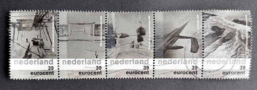 Postzegels Ndl IJmuiden, Hansweert, Wieringerm., Afsluitdk.., Ophalen of Verzenden, Na 1940, Gestempeld