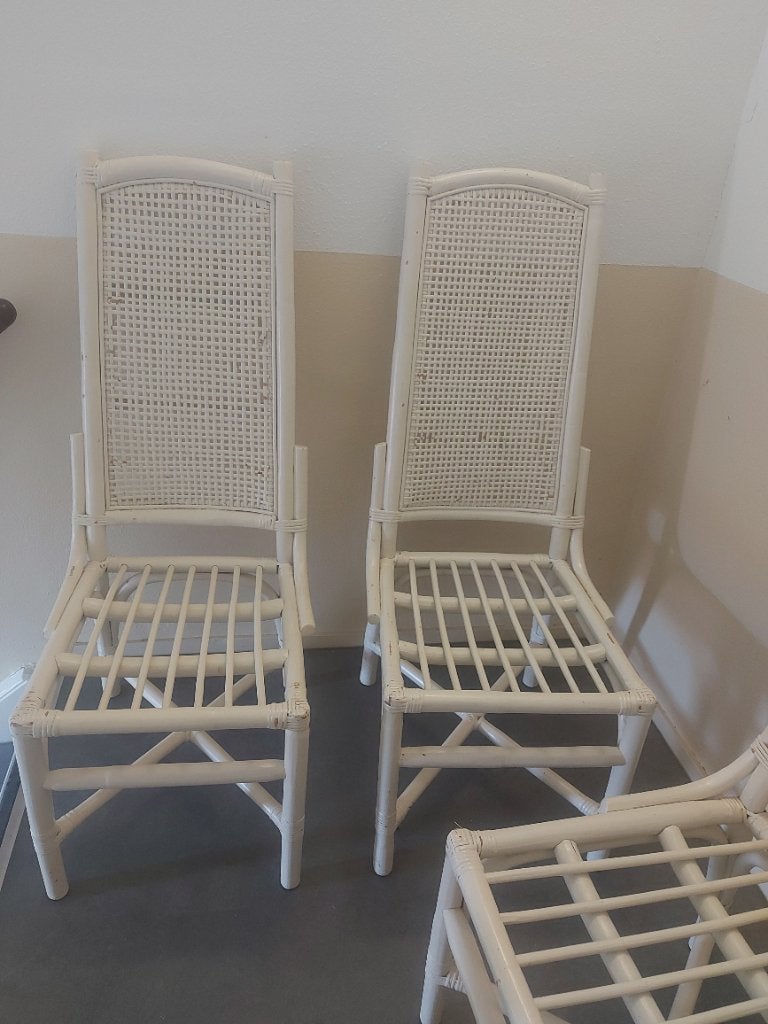 Originele rieten Jan des Bouvrie stoelen, Huis en Inrichting, Stoelen, Ophalen, Gebruikt, Wit, Vier