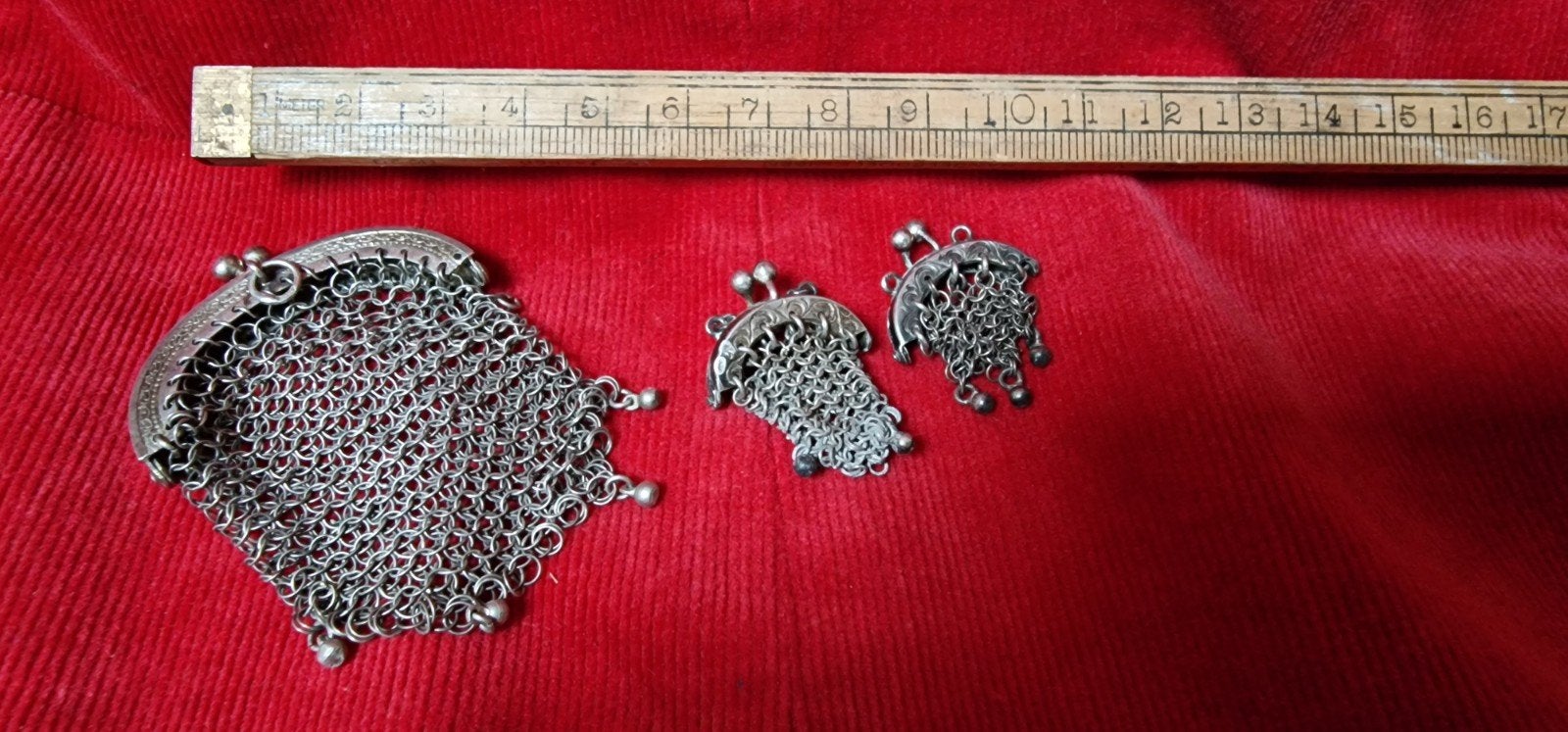 3 antieke massief zilveren beursjes met origineel, Antiek en Kunst, Ophalen of Verzenden