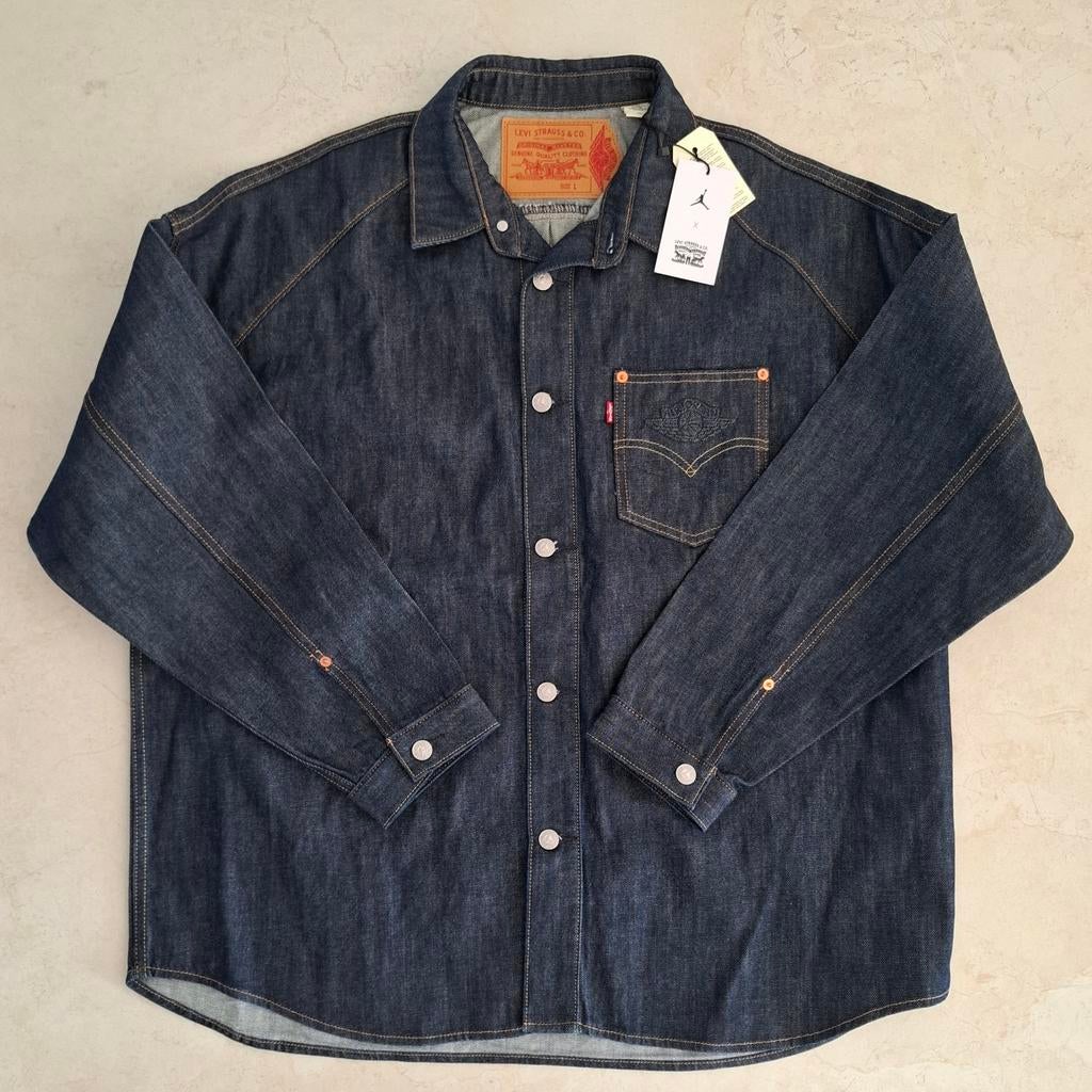 Levi's x Jordan Denim Overshirt Jack - Large, Blauw, Nieuw, Ophalen of Verzenden, Halswijdte 41/42 (L)