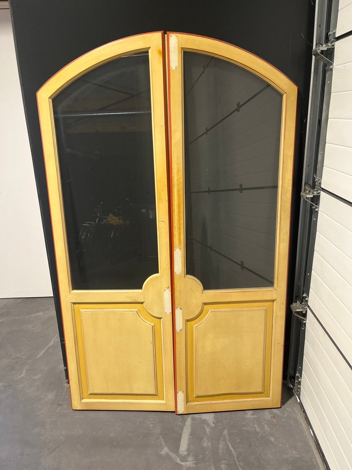 Set van 2 houten binnendeuren/kastdeuren met glas en boog, Doe-het-zelf en Verbouw, Ophalen, Gebruikt, Minder dan 80 cm, Binnendeur
