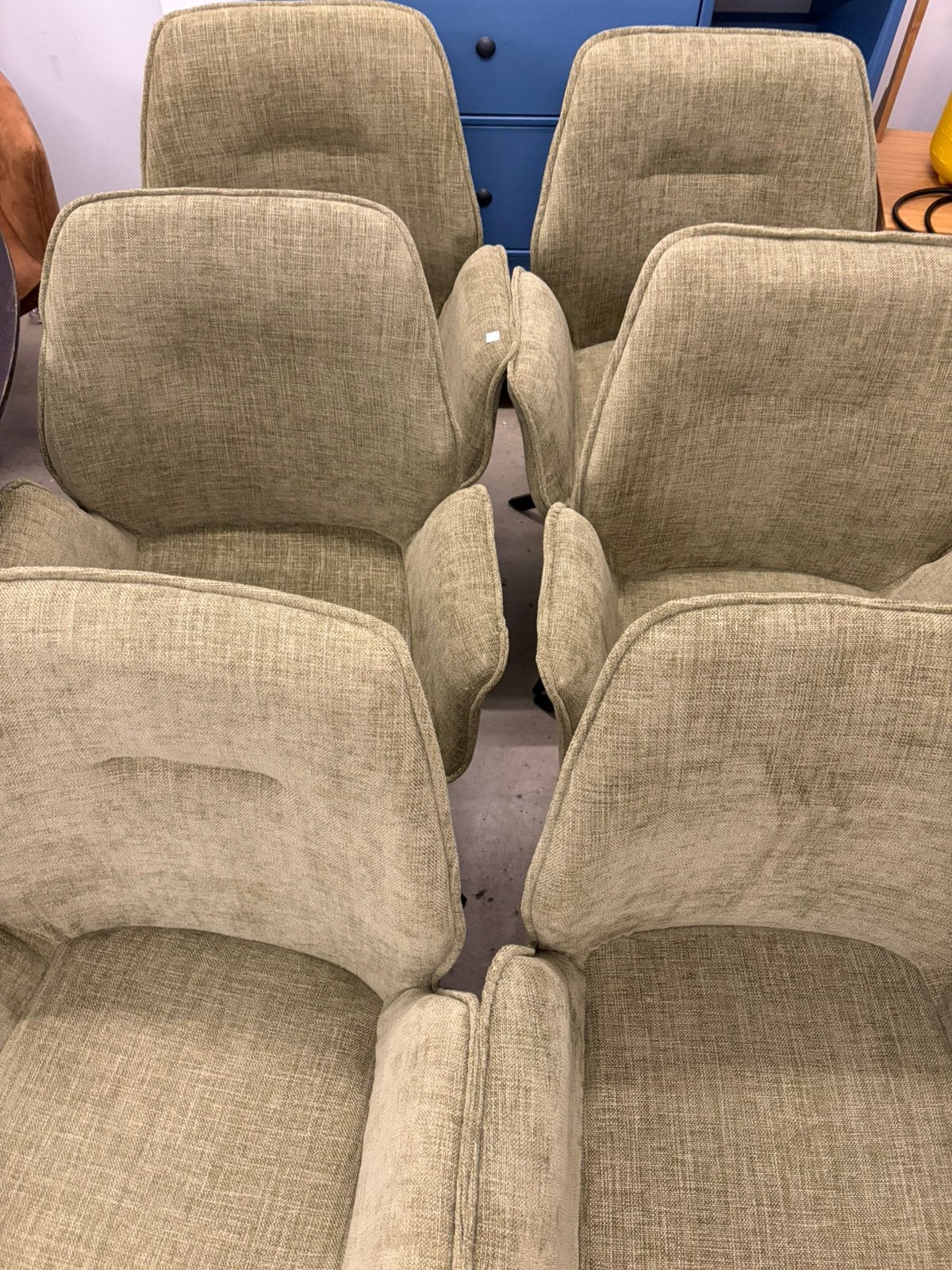 6 groen stoffen eetkamerstoelen, Ophalen, ., ., Eén