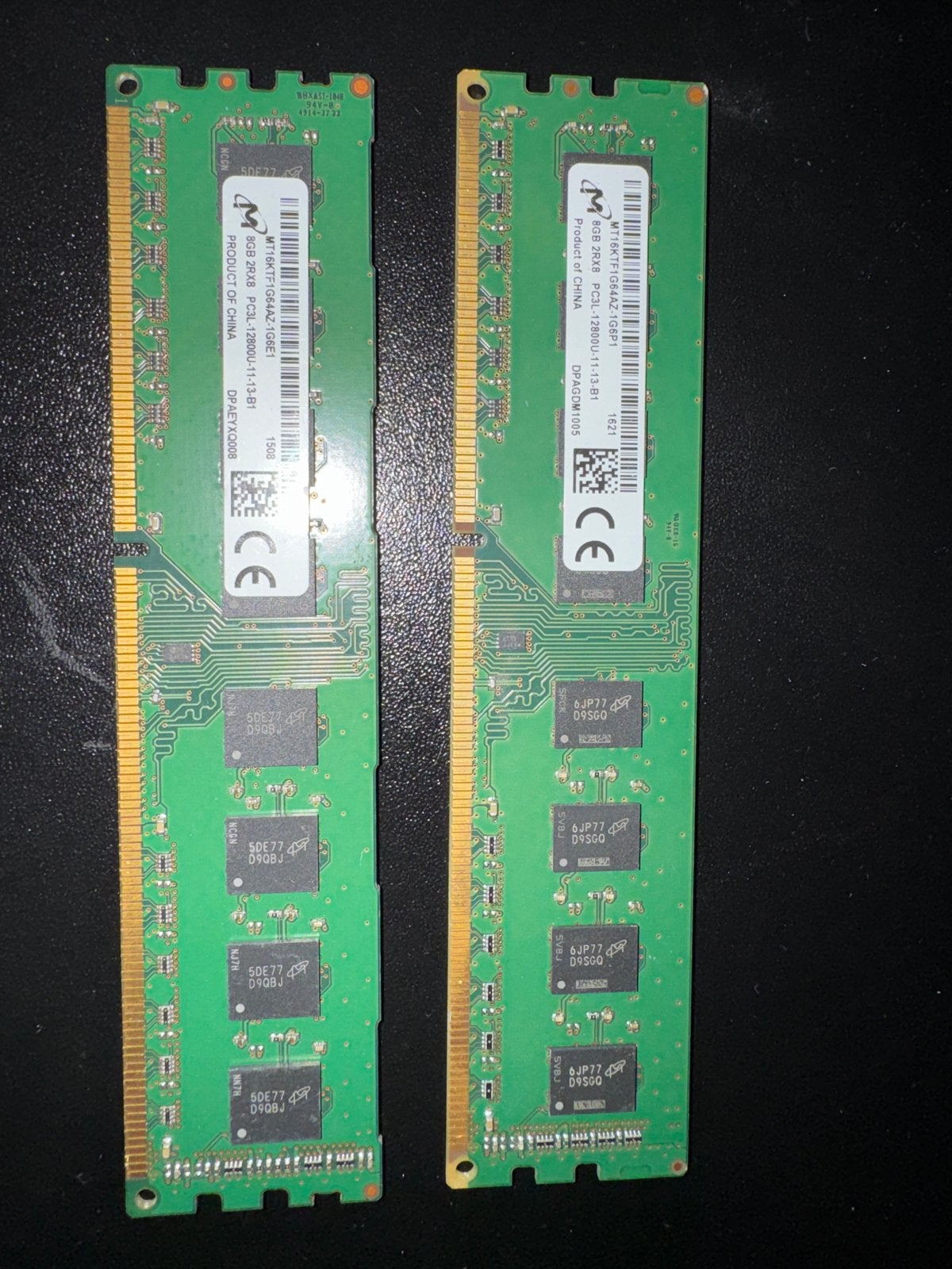 16GB | 2x 8GB DDR3 RAM Geheugenmodules (PC3L-12800U), Gebruikt, Server, 8 GB, DDR3