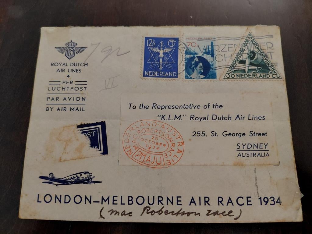 Envelop  LONDON-MELBOURNE AIR RACE 1934, Ophalen of Verzenden, Envelop