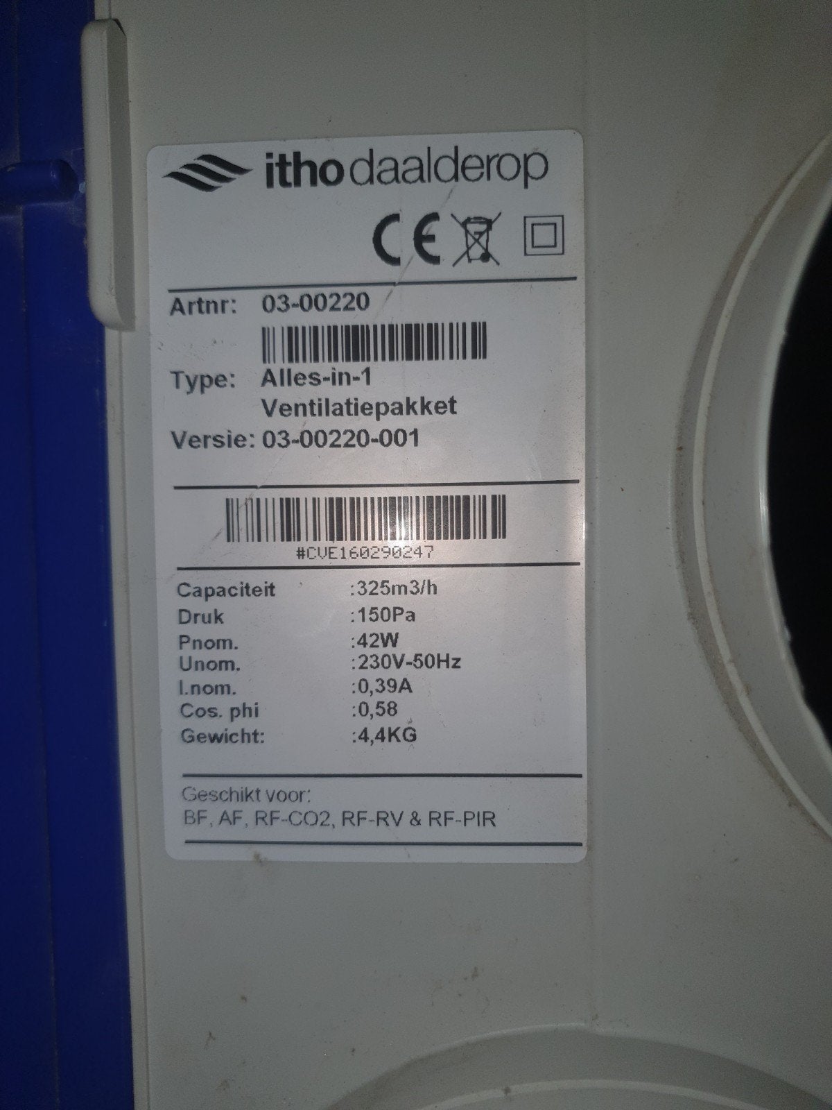 Itho Daalderop Ventilatiepakket - Alles-in-1, Ophalen, Gebruikt, Ventilator en Afzuiger
