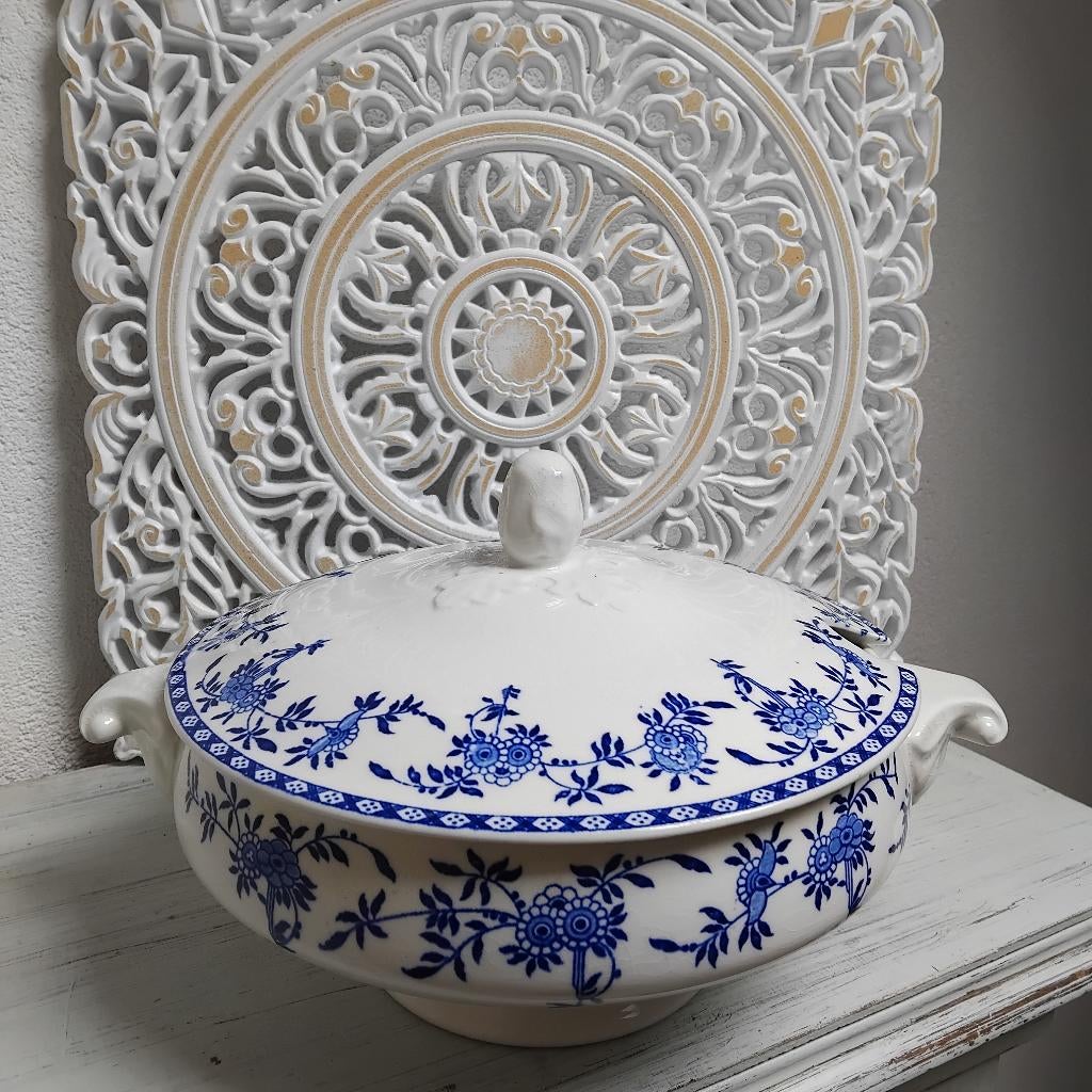 Dresden, prachtige terrine blauw wit, Ophalen of Verzenden