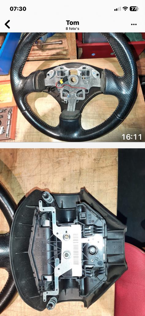 Peugeot 206 knap lederen stuur met airbag, Auto-onderdelen, Ophalen of Verzenden, Peugeot