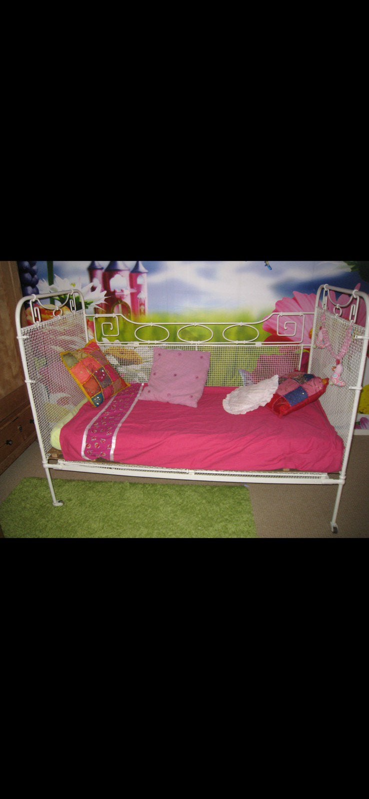 Brocante baby bedje  opklapbare zijkant, Ophalen, Zo goed als nieuw, Lattenbodem, Minder dan 140 cm
