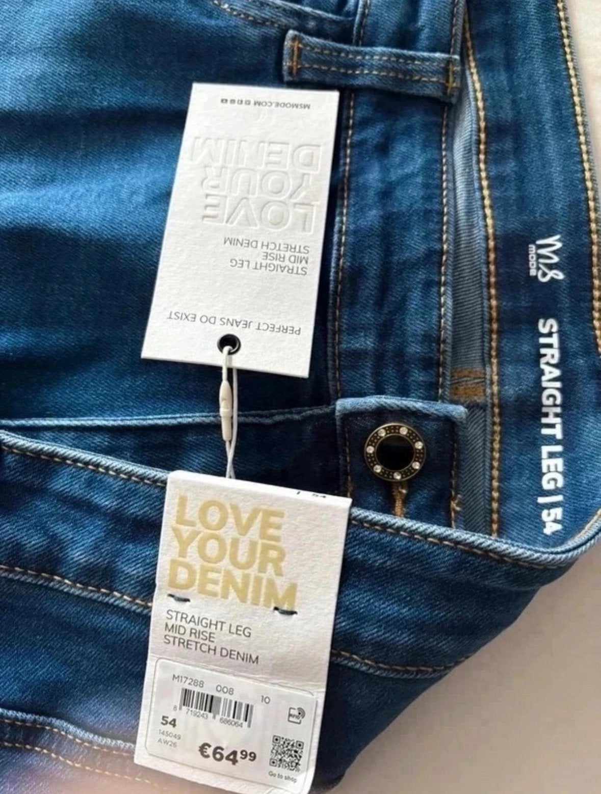 MSMode Jeans Straight Leg Maat 54, Kleding | Dames, Ophalen of Verzenden, Nieuw, Blauw, Overige jeansmaten