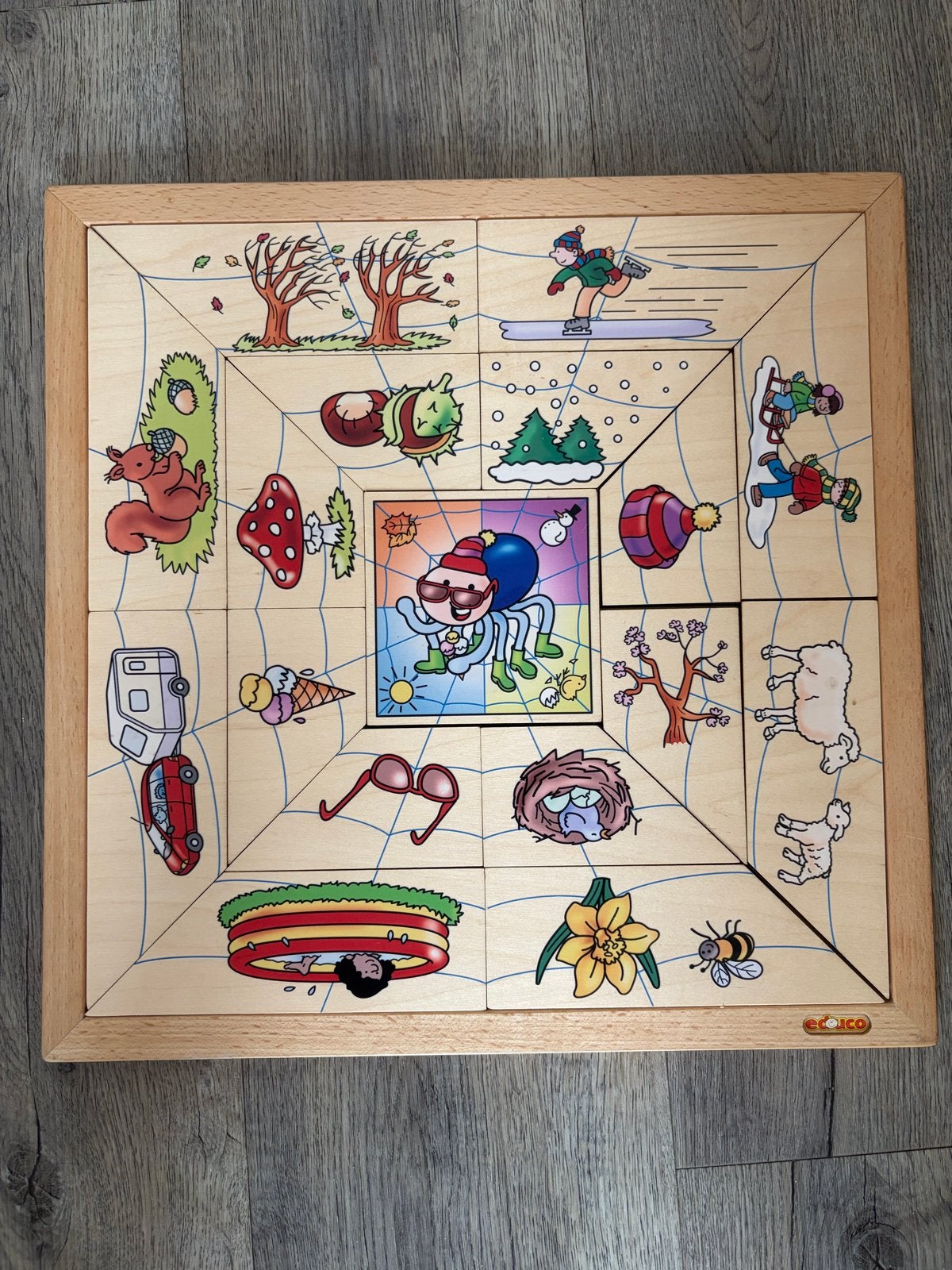 Educo houten puzzel 4 seizoenen, 2 tot 4 jaar, 10 tot 50 stukjes, Ophalen of Verzenden, Zo goed als nieuw