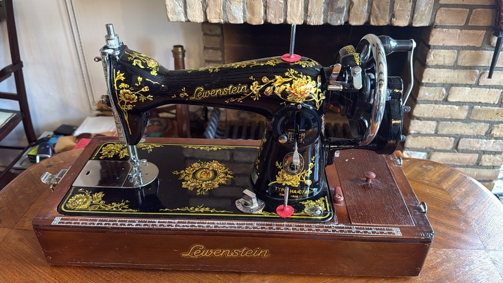 Antieke Lewenstein naaimachine met houten kap, Antiek en Kunst, Ophalen