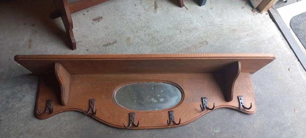 Grote grenen kapstok met spiegel, Gebruikt, ., ., Minder dan 100 cm