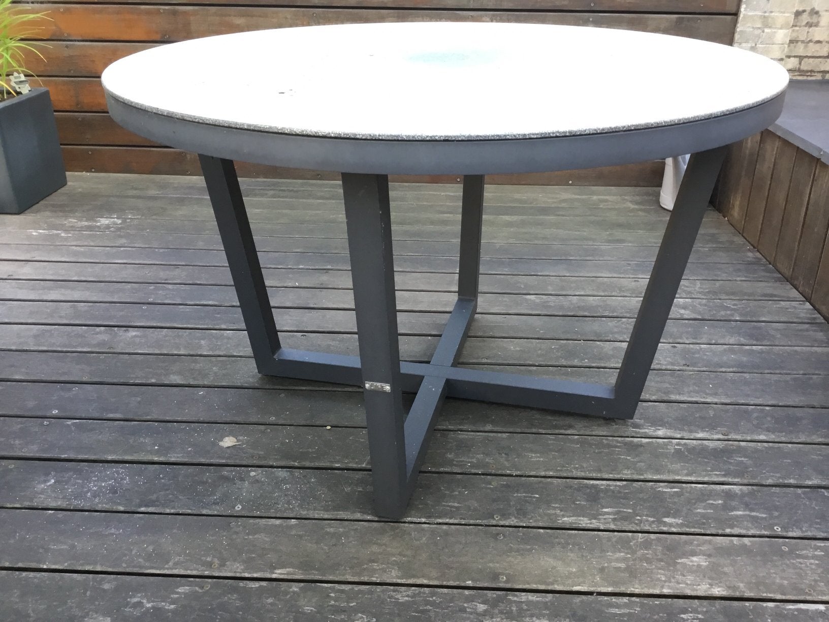 Ronde tuintafel, Tuin en Terras, Tuintafels, Ophalen, Gebruikt, Rond, Aluminium