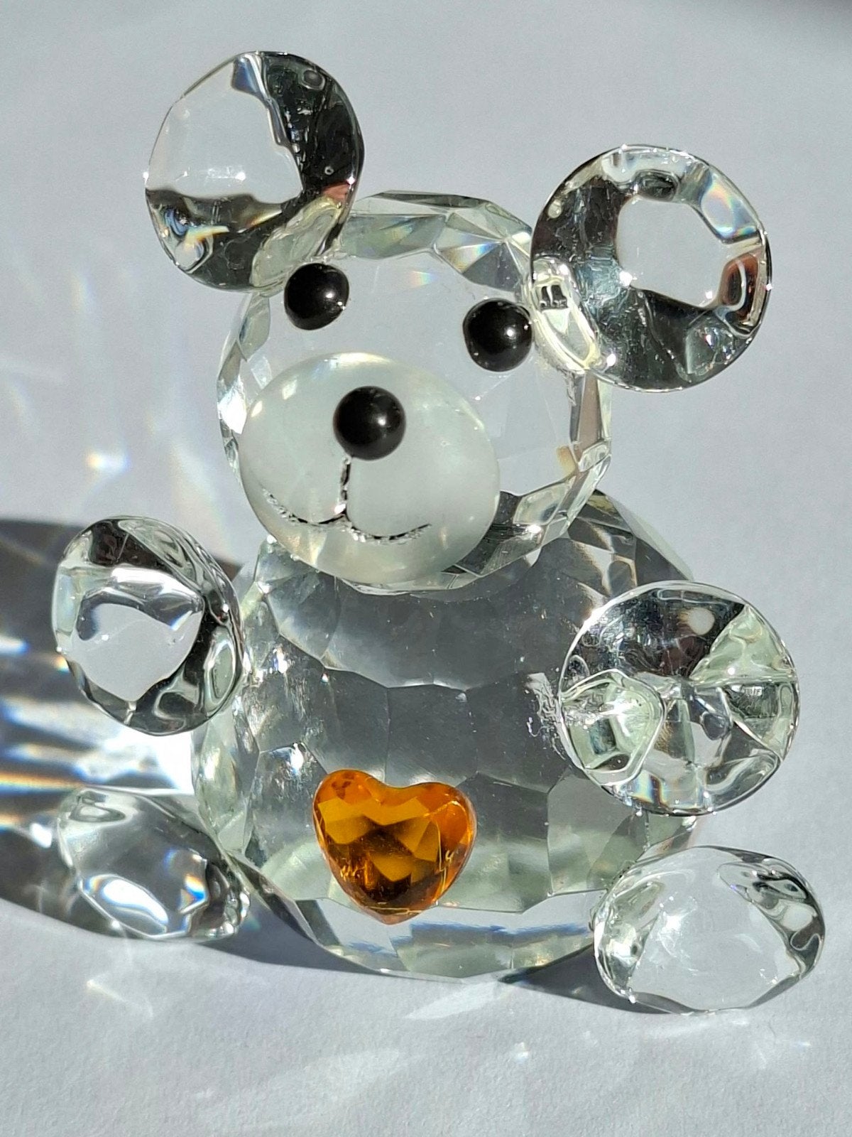 Vintage 80S Swarovski berenfiguur met een oranje hartje €19, Ophalen of Verzenden, Zo goed als nieuw, Figuurtje