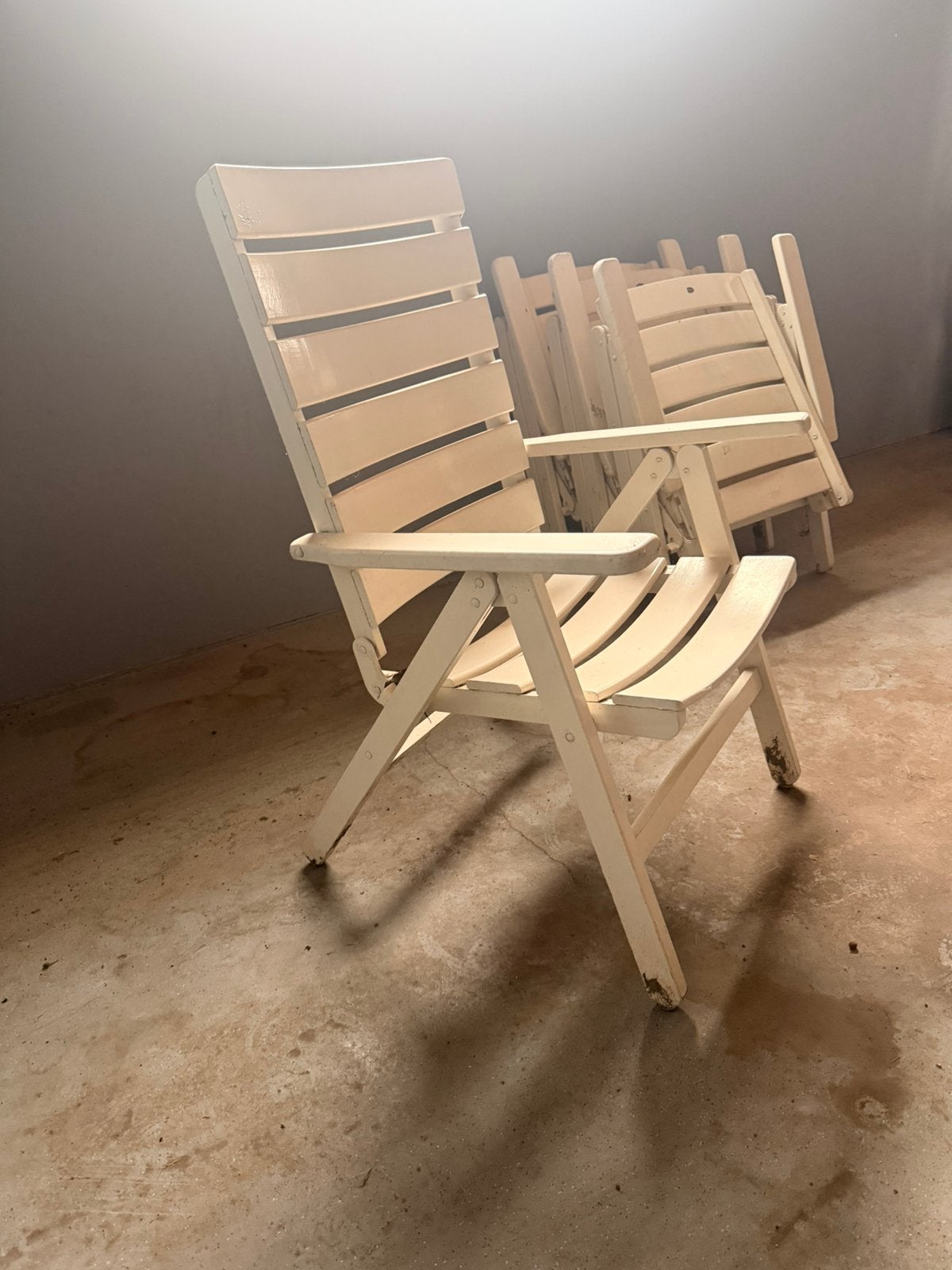Set van 4 houten klapstoelen, Tuin en Terras, Ophalen, Gebruikt, Hout