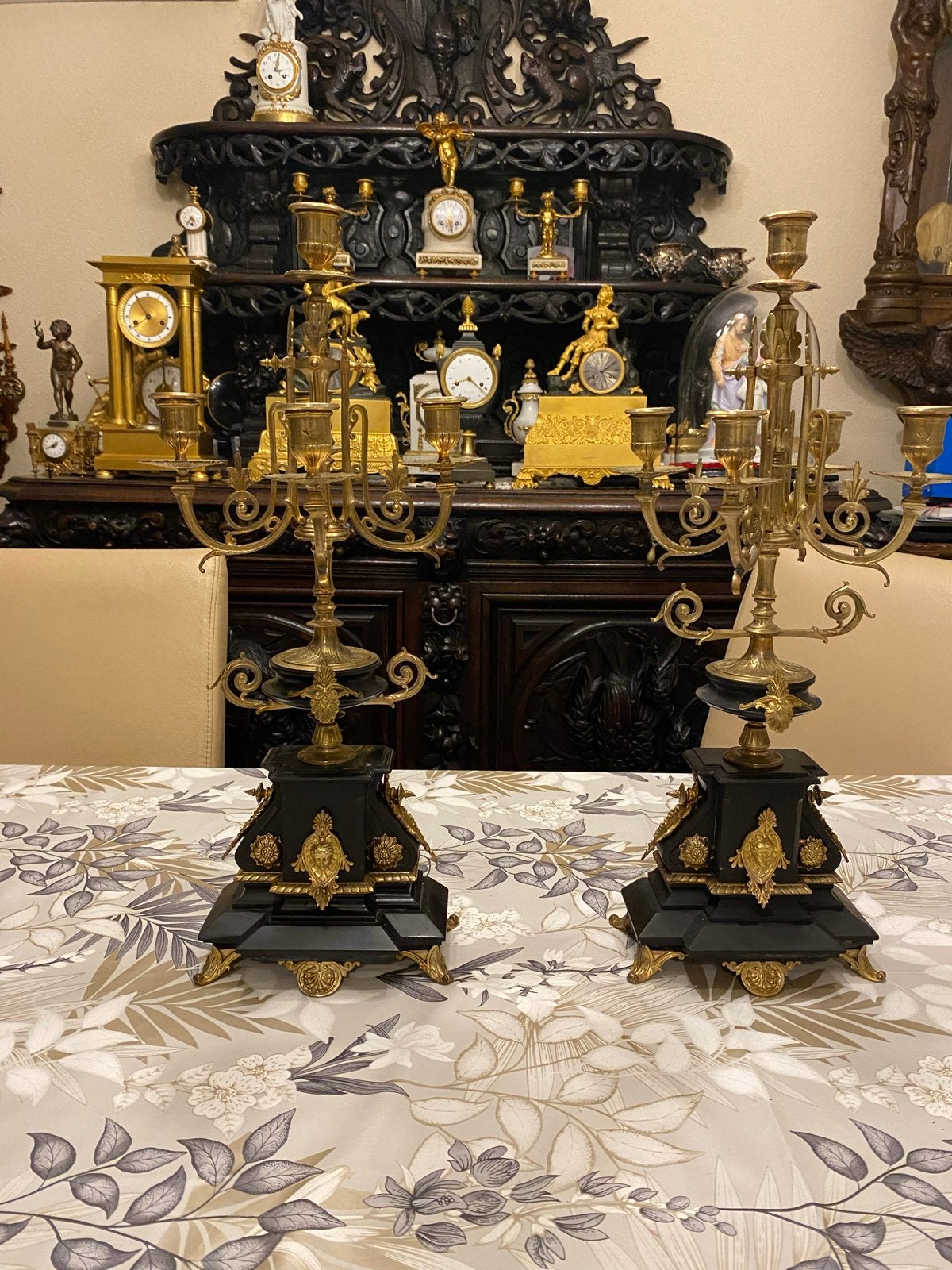Antieke bronzen kandelaars, 19e eeuw, koopje !, Ophalen of Verzenden, Koper of Brons