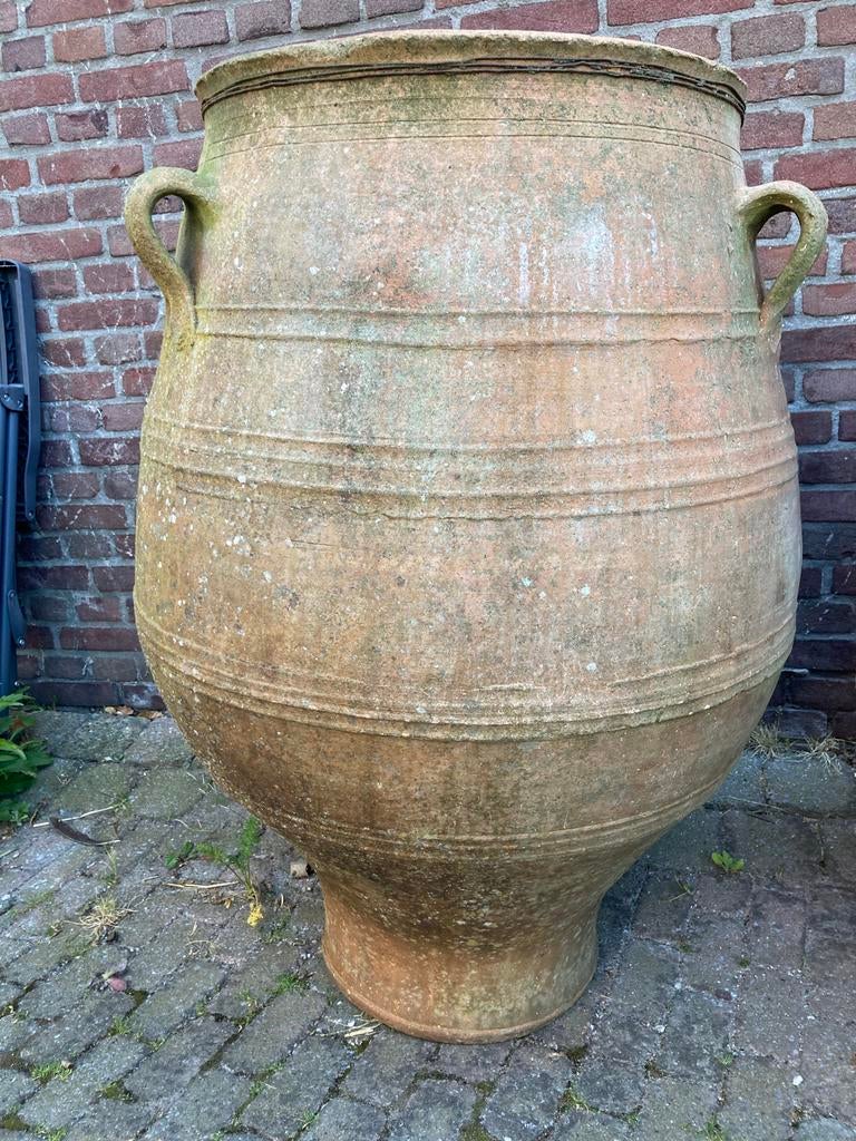 Grote terracotta bloempot met handvatten, Tuin en Terras, Gebruikt, 40 cm of meer, Rond, Ophalen of Verzenden