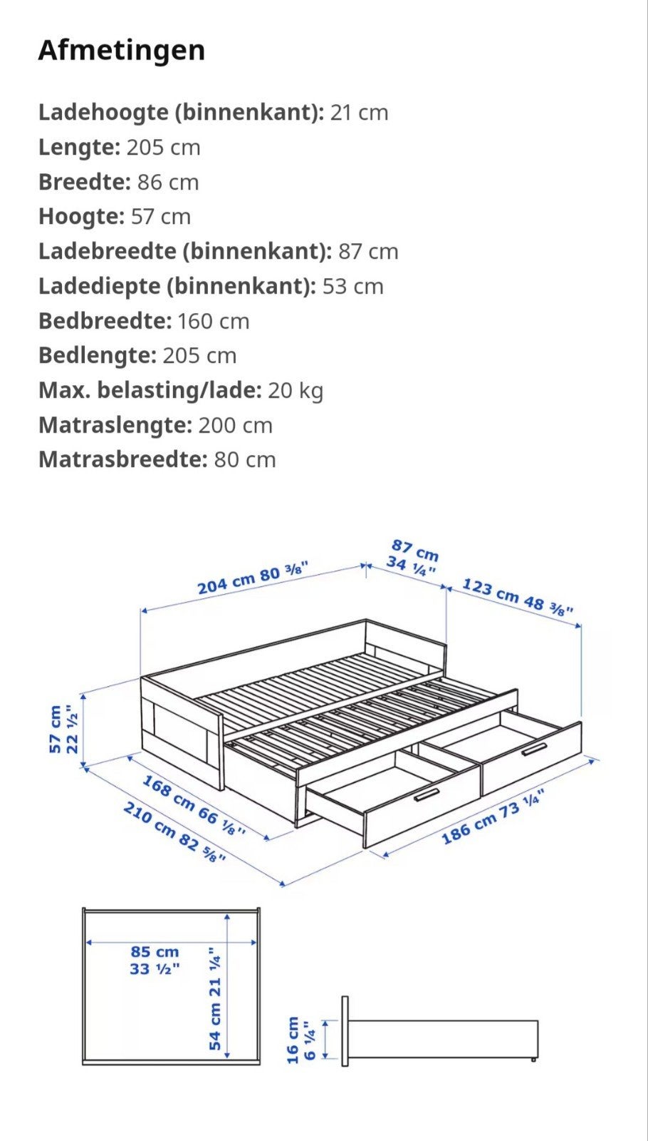 Ikea brimnes bedbank met uitschuifbed, Ophalen, Gebruikt, Eenpersoons, Wit