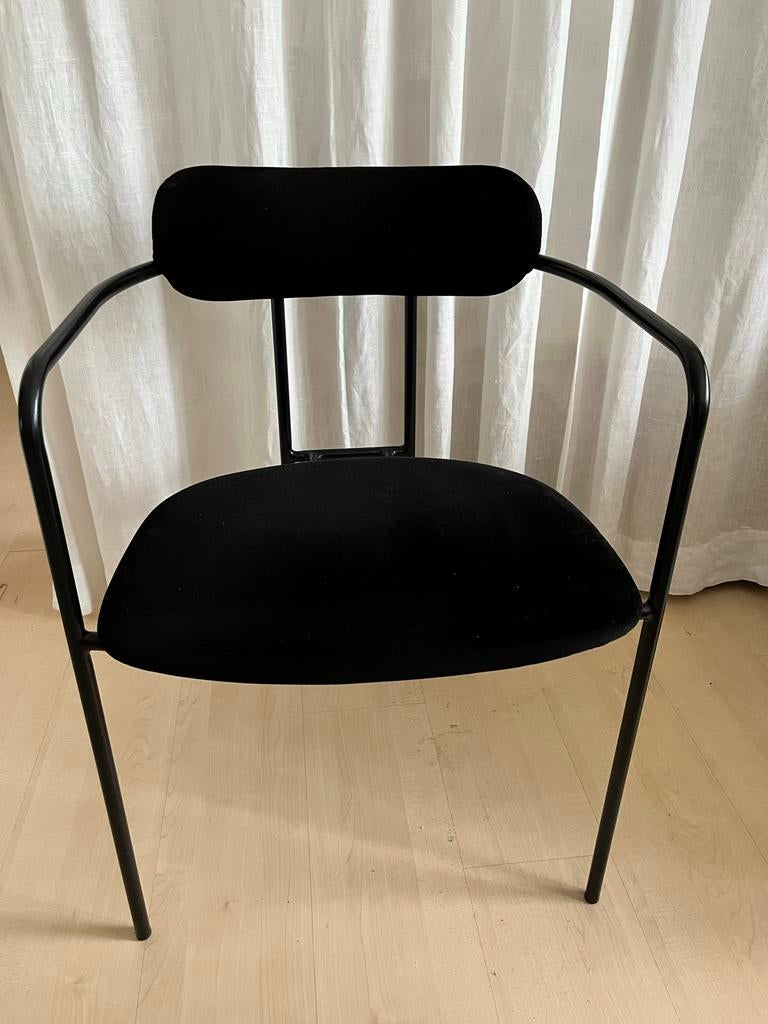 Prachtige Woood Ivy eetkamerstoel zwart fluweel/stalen frame, Huis en Inrichting, Stoelen, Ophalen, Zwart, Design, Zo goed als nieuw