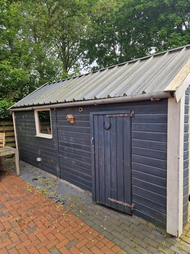 Houten schuur, Tuin en Terras, Ophalen of Verzenden, Gebruikt, Schuur, Zonder ramen