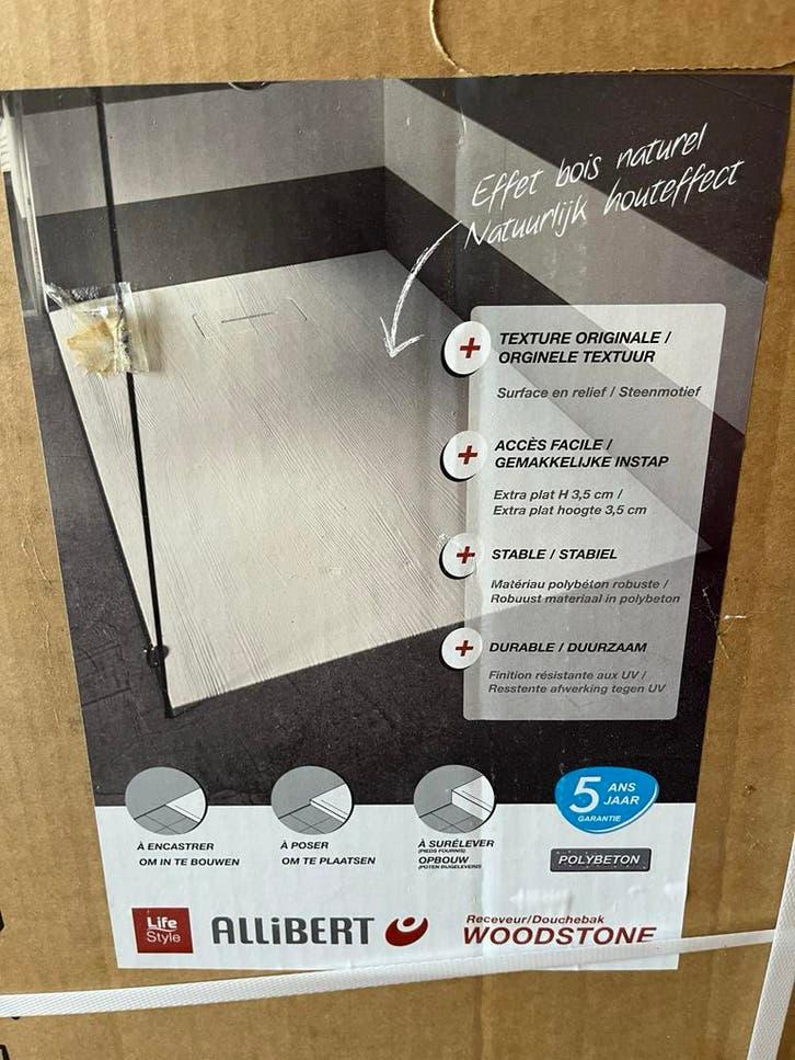 Nieuwe Woodstone douchebak 90x90 cm, crème, compleet, Ophalen, Nieuw, Steen, Douche