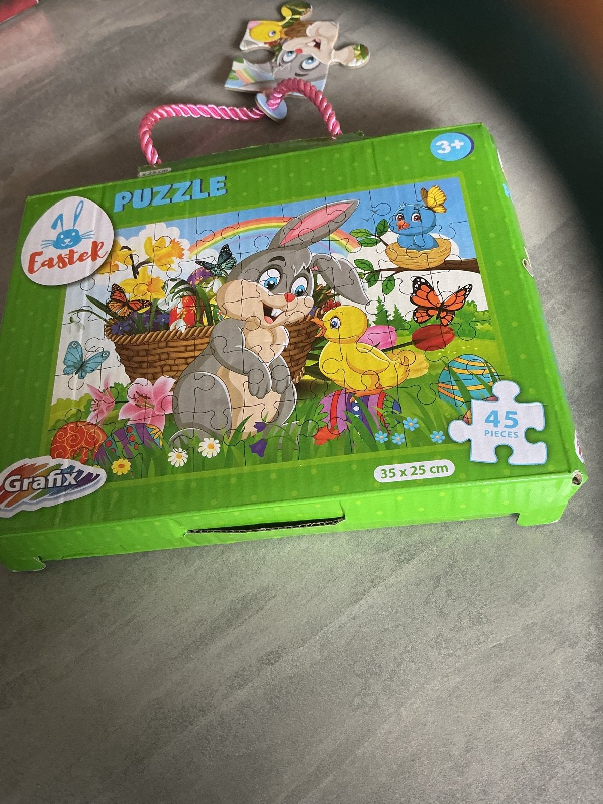 Grafix Paas Puzzel 45 Stukjes - Konijn en Kuiken, Ophalen of Verzenden, 10 tot 50 stukjes, Zo goed als nieuw, 2 tot 4 jaar