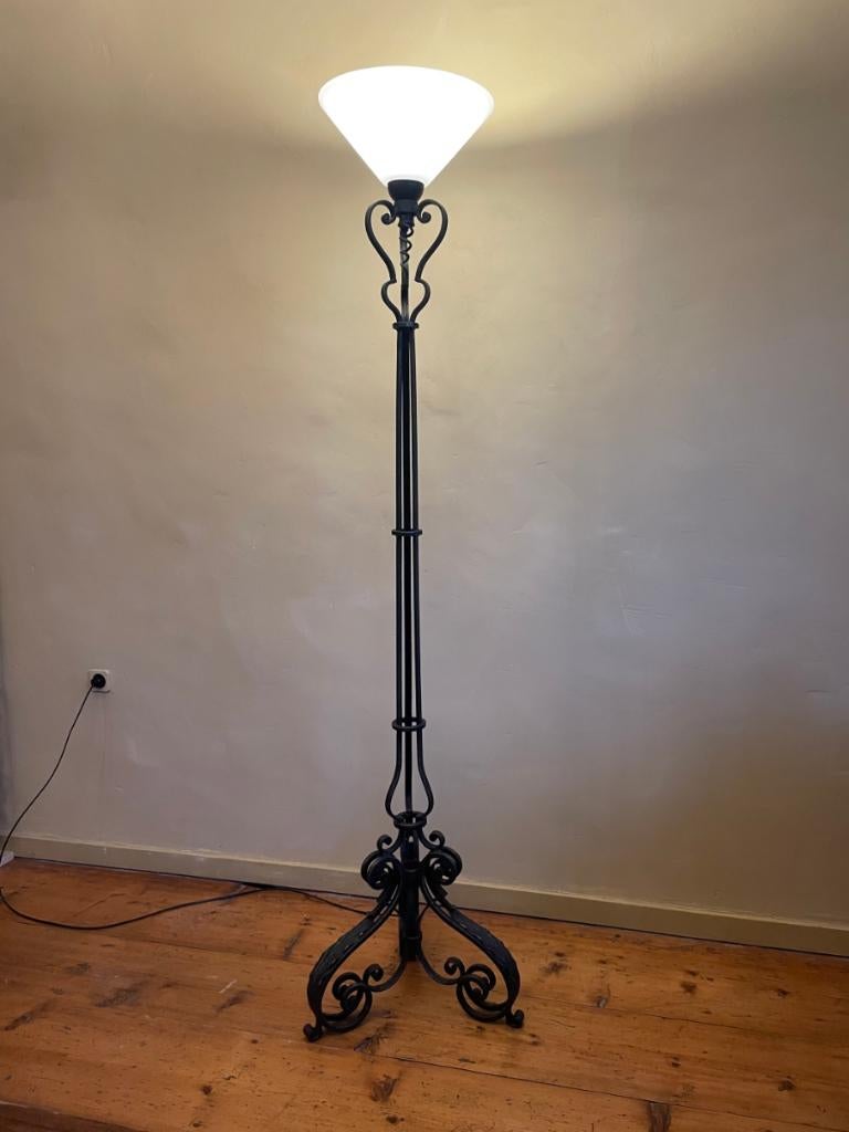 Vloerlamp Lamp jaren 40  Uplight smeedijzer Frans, Ophalen