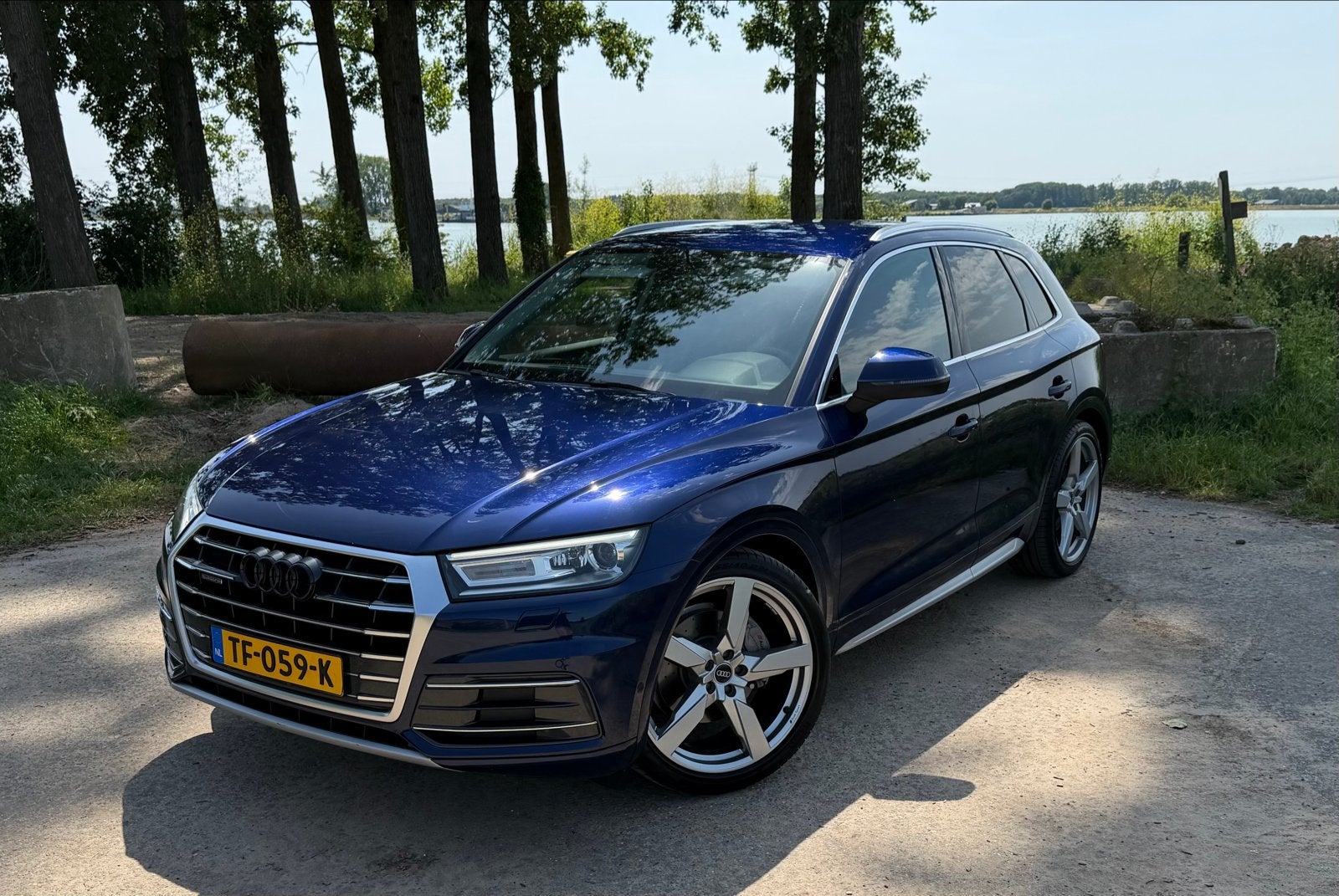 Audi Q5 2.0 Tfsi Quattro 252pk S Tronic 2017 Blauw, Auto's, Audi, Automaat, Navigatiesysteem, Euro 6, 4 cilinders