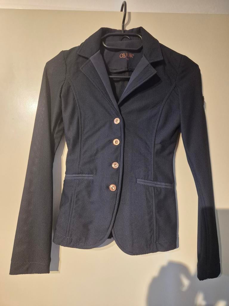 Blauw wedstrijdjasje van Quur maat 140, Dieren en Toebehoren, Paardrijkleding, Ophalen, Gebruikt, Kinderen, Dressuur