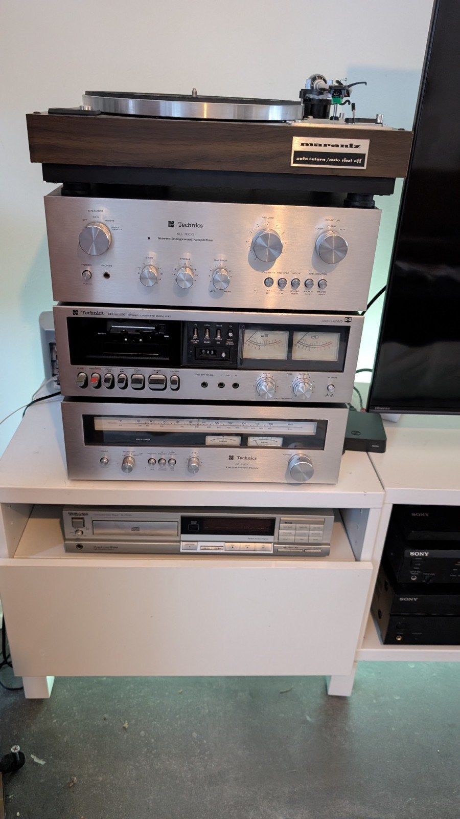 Vintage Technics Stereo Set met Marantz Platenspeler, Audio, Tv en Foto, Stereo-sets, Gebruikt, Losse componenten, Tuner of Radio