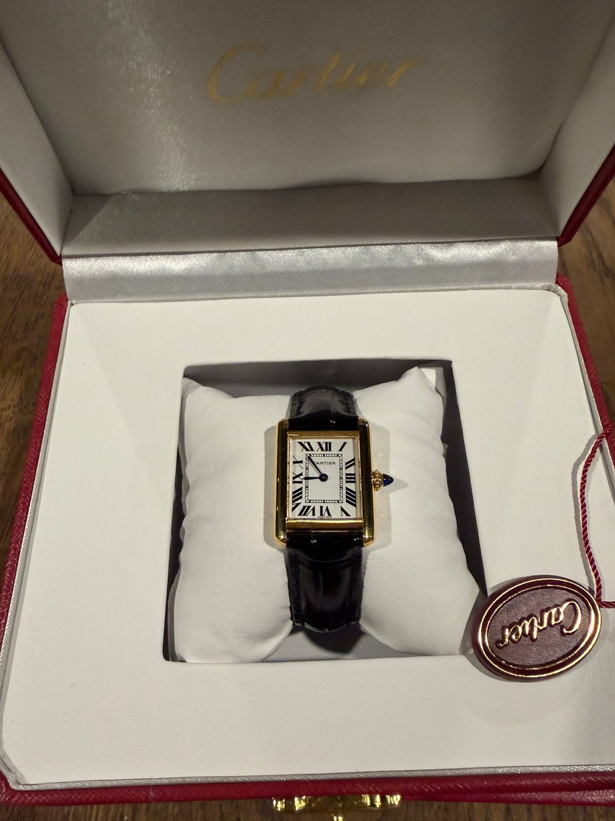 Cartier Tank, Ophalen of Verzenden, Zo goed als nieuw, Leer, Overige merken