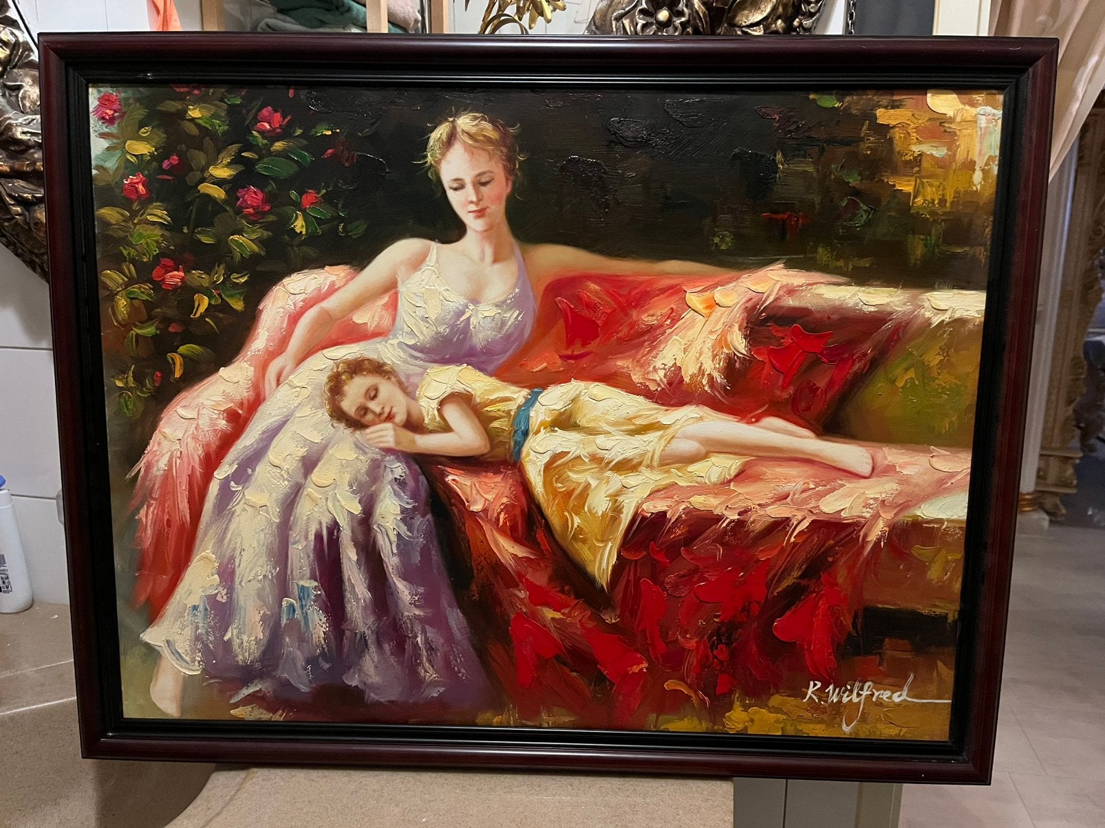Prachtige groot olieverf romantisch schilderij, Ophalen
