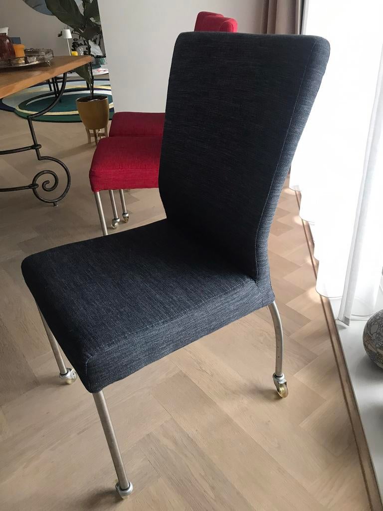 4 Prachtige goedzittende eetkamerstoelen, Gebruikt, Blauw, Ophalen of Verzenden, Vier