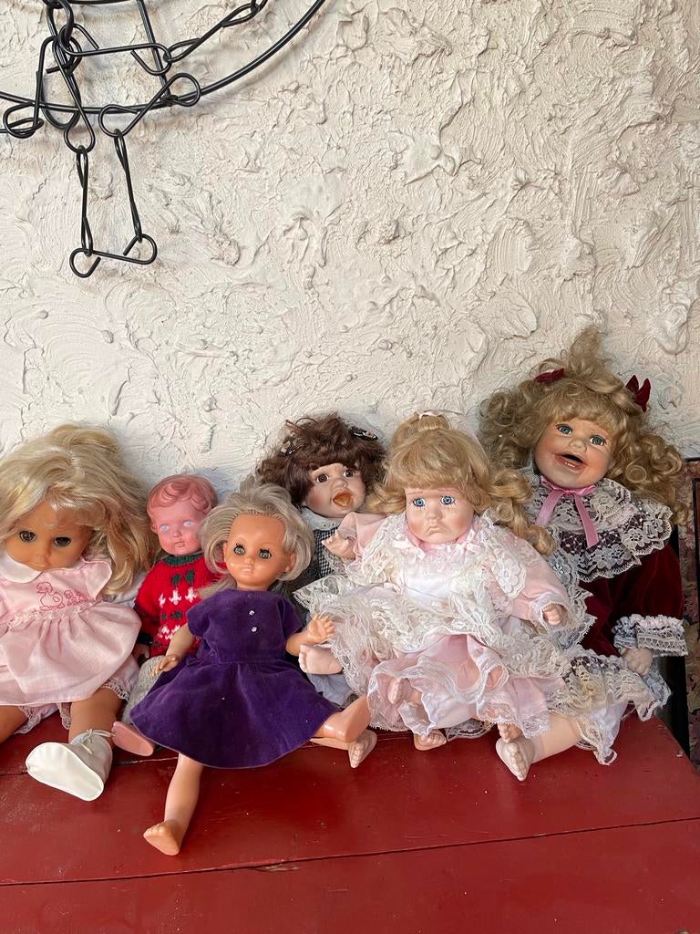 Zes diverse poppen, inclusief schildpad en Bella pop, Ophalen, Gebruikt, Overige typen