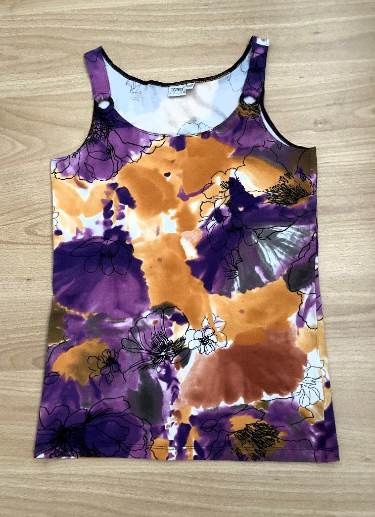 Paars / okergeel TOP met bloemenprint, mt 42 - XL - ESPRIT, Kleding | Dames, Tops, Overige kleuren, Maat 42/44 (L), Ophalen of Verzenden
