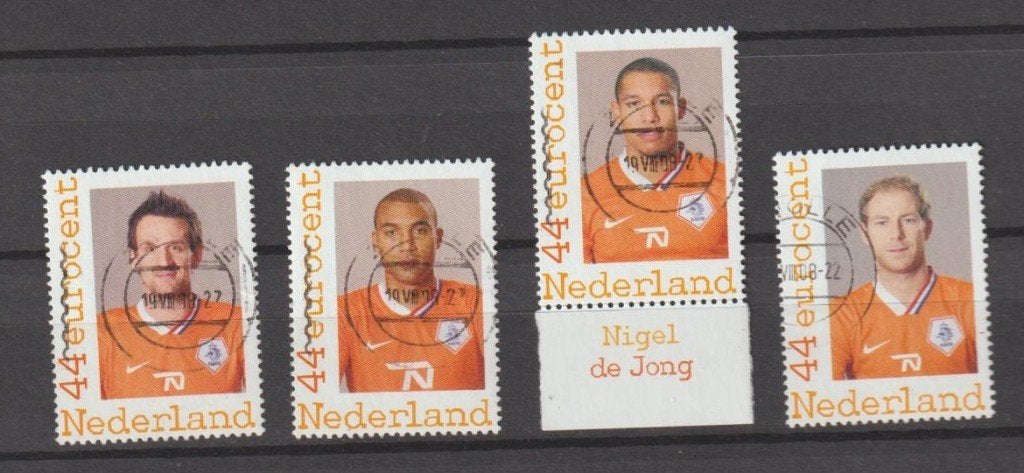 4 versch. Persoonlijke postzegels gestempeld EK Voetbal 2008, Verzenden, Na 1940, Gestempeld